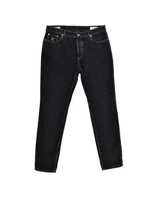 Brunello Cucinelli Black Five-Pocket Jeans for men