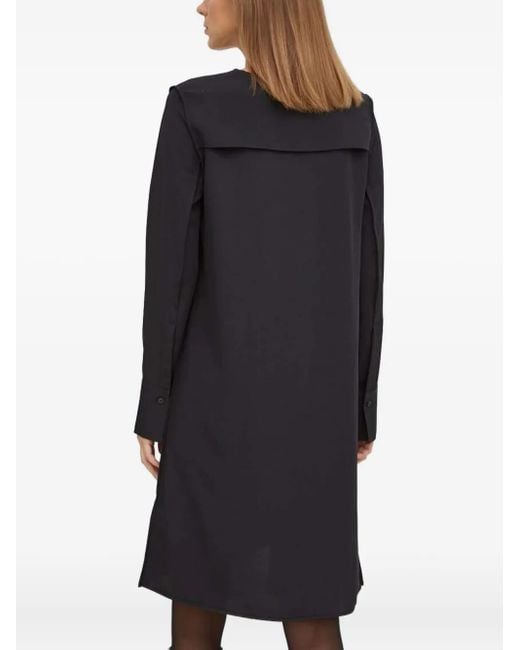 Tiger Of Sweden Black Long-Sleeve Overlay Asymmetrical Day Dress