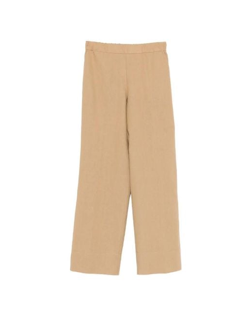 Whyci Natural Elasticated-Waistband Trousers