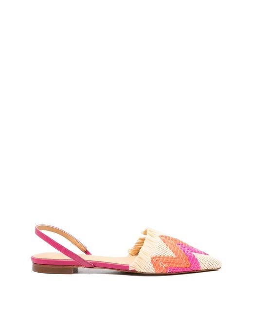 Castaner Pink Berta Fringed Flat Pumps