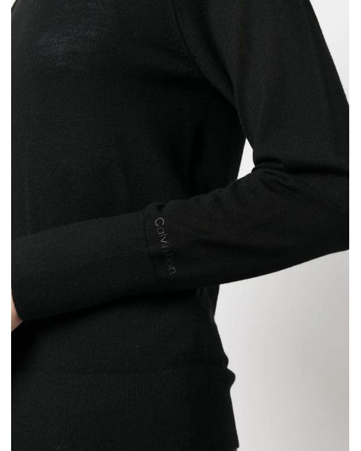 Calvin Klein Black Fine-Knit Wool Jumper