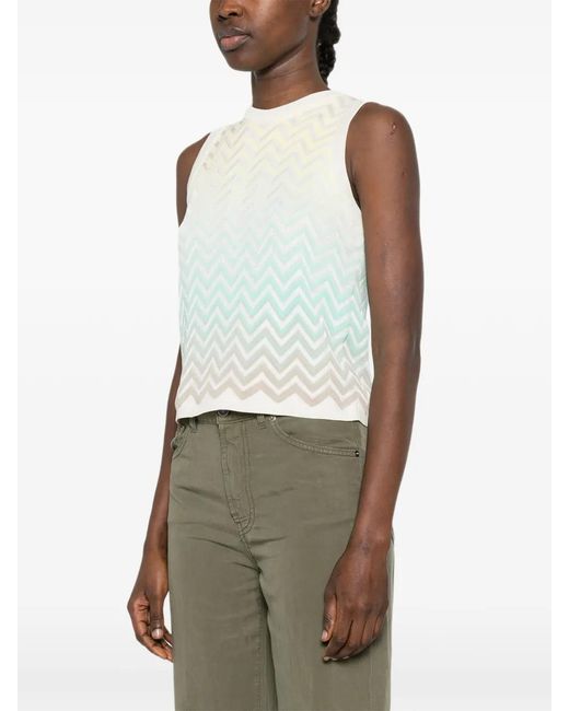 Missoni White Chevron-Pattern Top