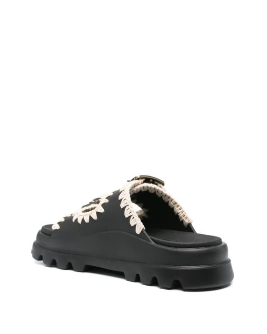 Mou Black Buckle Sandals