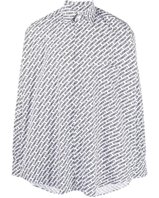 Vetements White Logo-Print Cotton Shirt for men