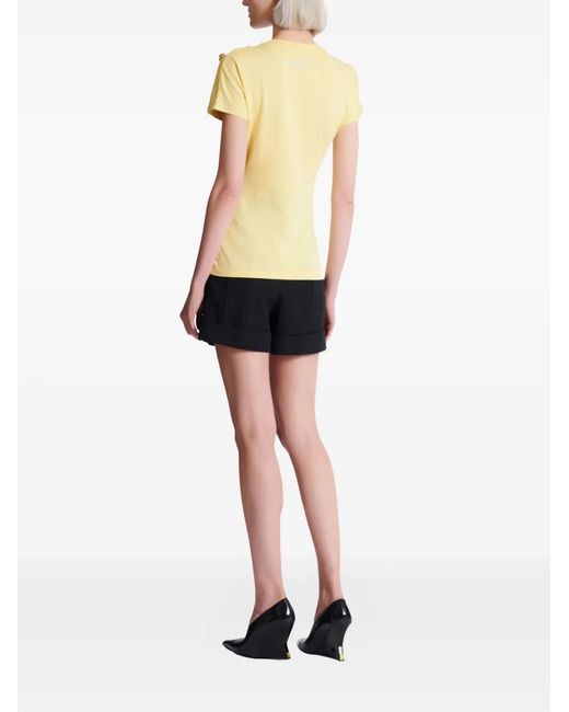Balmain Yellow Draped T-Shirt With Buttons