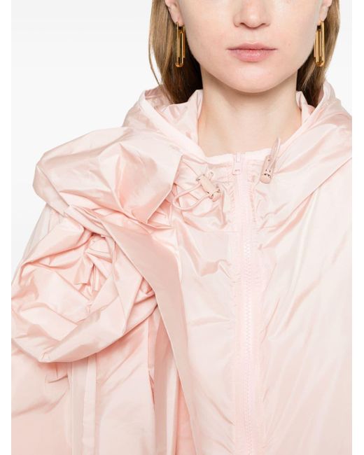 Simone Rocha Pink Rose-appliqué Hooded Jacket