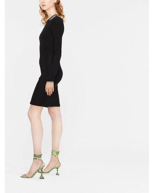 Just Cavalli Black Crystal-Embellished Minidress