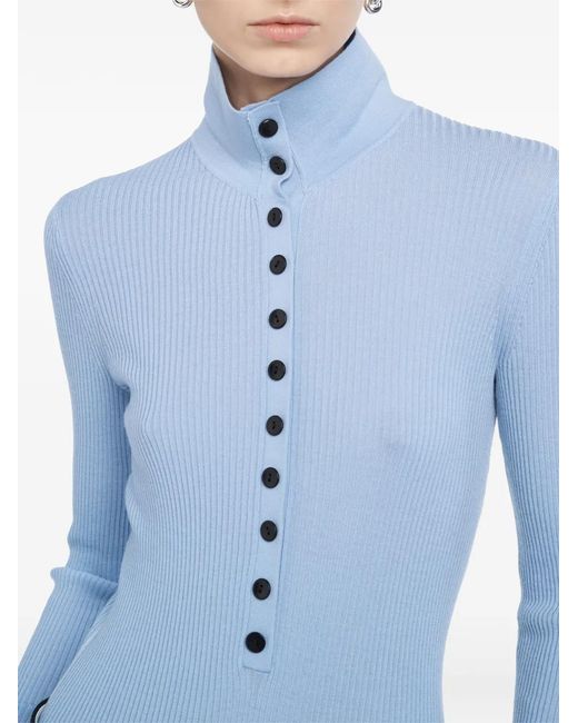 Maria McManus Blue Long-Sleeve Button Polo Shirt
