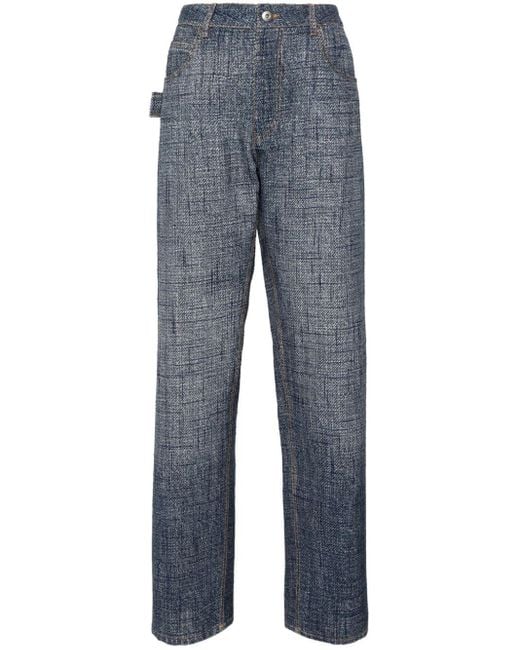 Bottega Veneta Blue Tapered-Hose mit Jeans-Textur