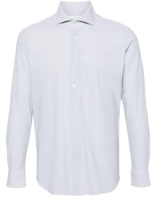 Dell'Oglio Striped spread-collar shirt in White für Herren