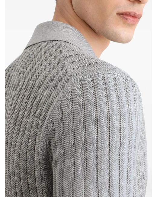 Dolce & Gabbana Gray Silk Polo Shirt for men