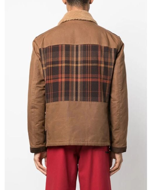 Fay Brown Plaid-Pattern Field Jacket for men