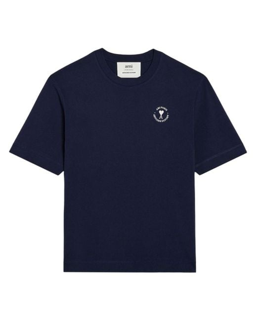 Ami Paris X Antoine Dupont Logo-embroidered T-shirt in Blue | Lyst