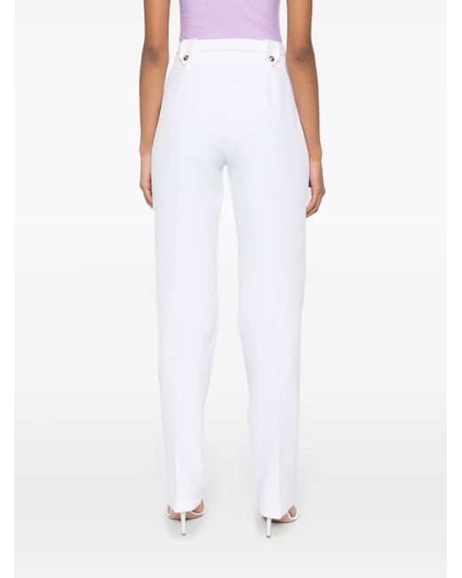 Versace Jeans Couture White Baroque Buckle Tapered Trousers