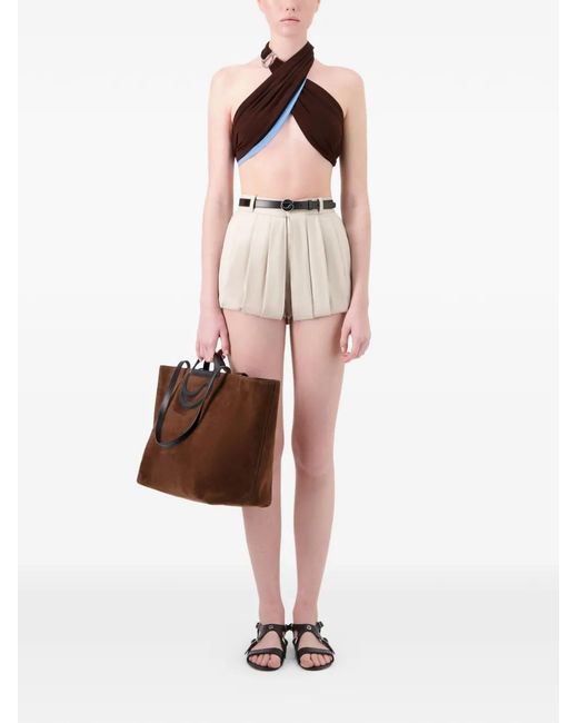 Coperni Natural Pleated Wool Shorts