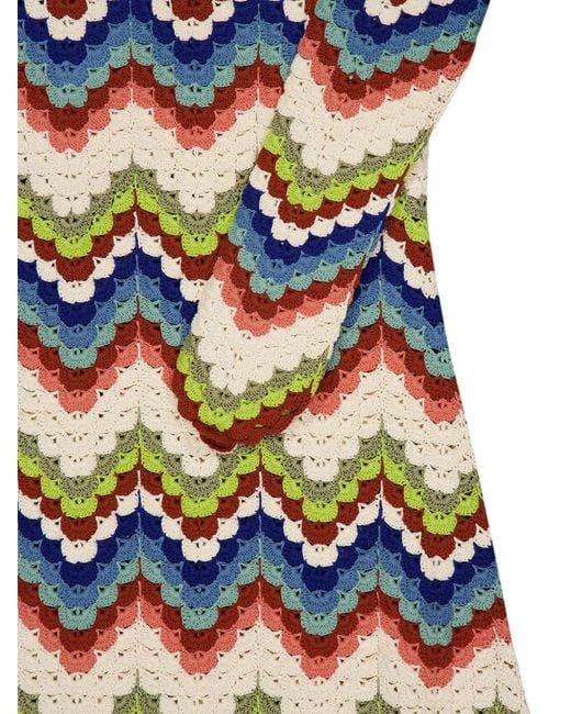 Escvdo White Bahia Chevron-Pattern Crochet Maxi Dress