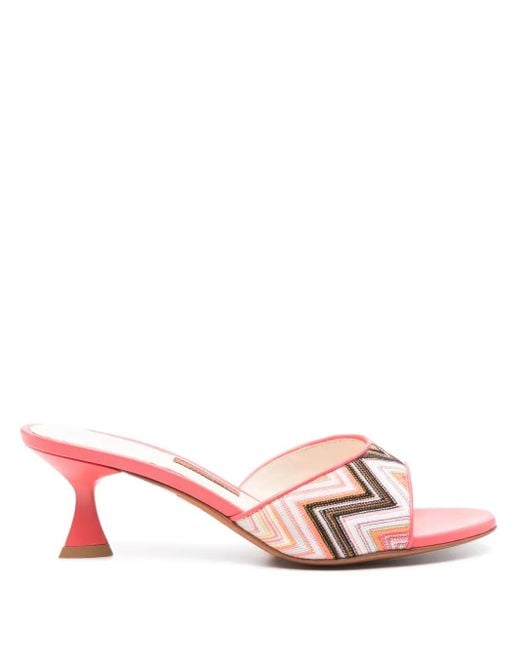 Mules Con Motivo A Zigzag 60Mm di Missoni in Pink