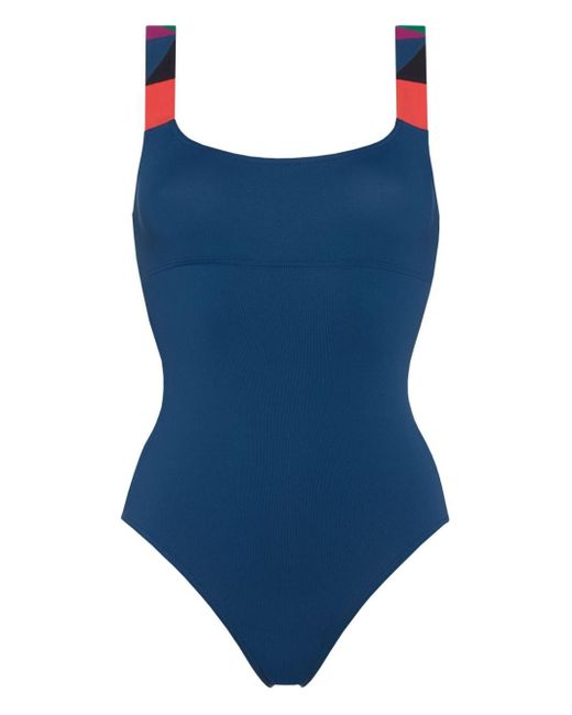 Eres Blue Tempo Geometric-print Swimsuit
