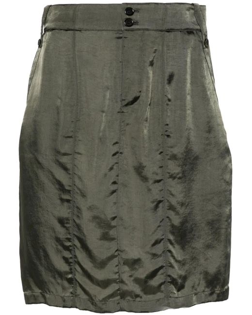 Saint Laurent Green Satin Pencil Mini Skirt