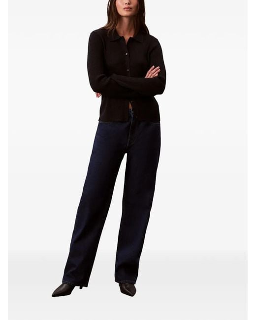 Calvin Klein Black Buttoned Collared Cardigan