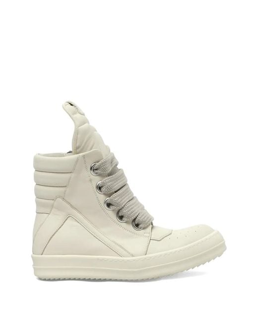 Rick Owens Natural Jumbolace Geobasket Sneakers, 100% Calf Leather