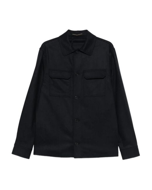 Incotex Black Chest-Pocket Button Shirt for men