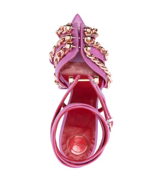 HARDOT Pink Chain-Detail Heeled Sandals