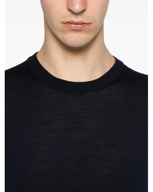 Tagliatore Blue Crew Neck Knitted Top for men
