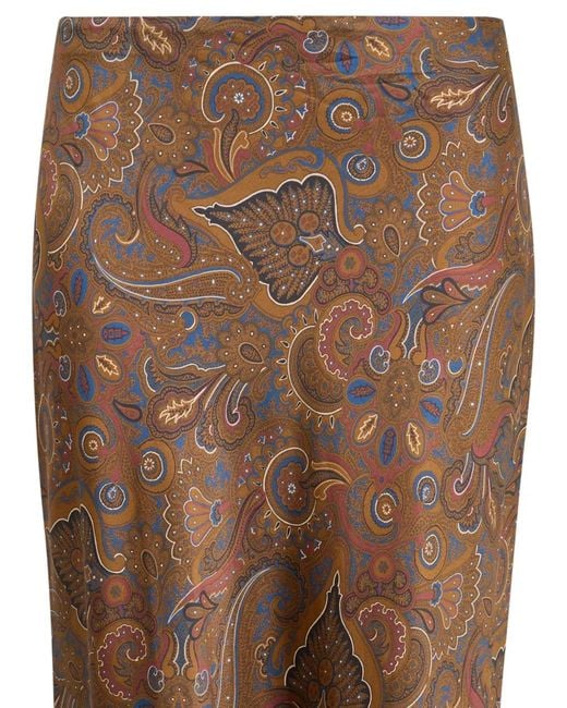 Veronica Beard Brown Clover Paisley-Pattern Midi Skirt