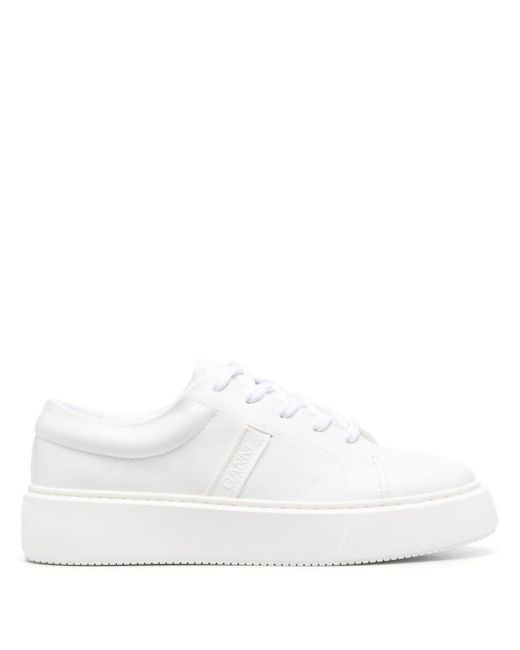 Ganni Court 2.0 Leren Sneakers in het White