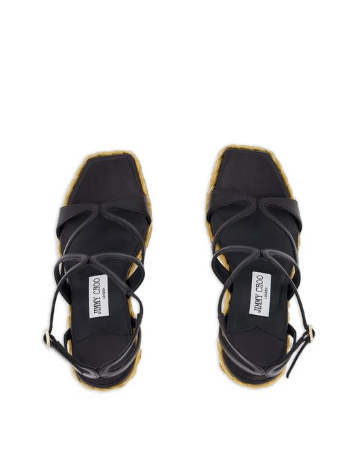 Jimmy Choo Metallic Raffia Wedge Sandals With Adjustable Ankle Strap And 4.3 Inch Heel