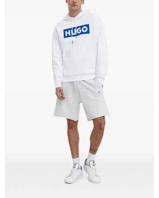 HUGO Blue Logo-Print Hoodie for men