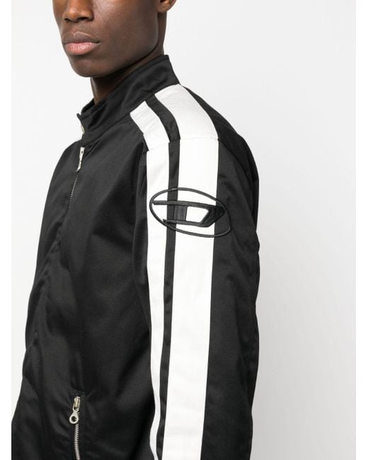 【DIESEL】J-BECK Biker Jacket Black DIESEL J-beck Embroidered-logo Biker Jacket in Black for Men | Lyst