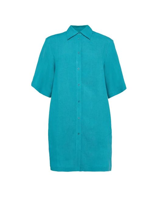 Eres Blue Belted Shirt Dress