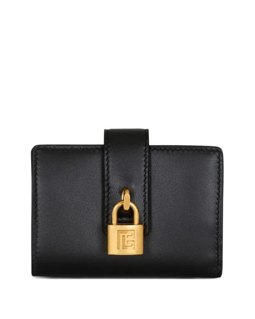 Balmain Black Padlock Leather Wallet