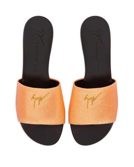 Giuseppe Zanotti Orange Shirley Glitter-embellished Slides
