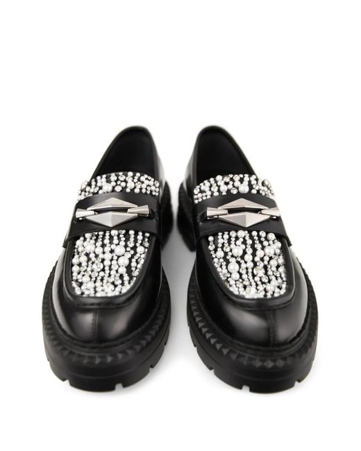 Jimmy Choo Black Marlow Diamond Loafers