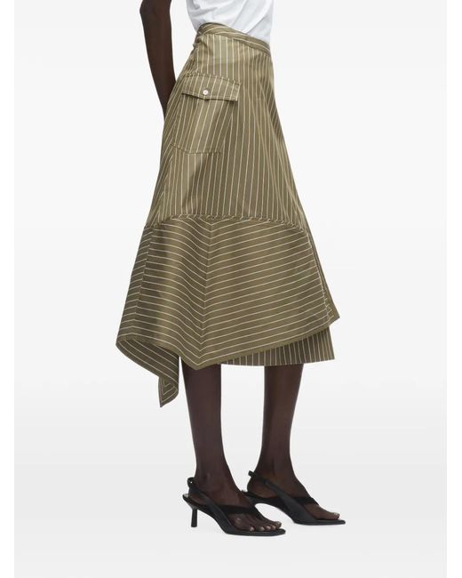 3.1 Phillip Lim Green Striped Asymmetrical Skirt