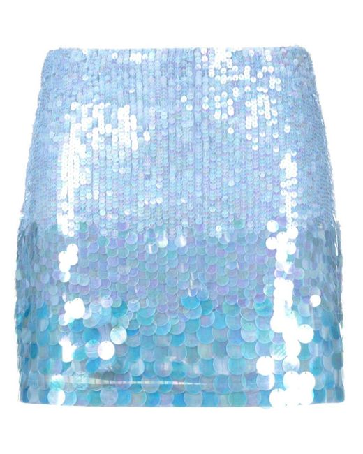 P.A.R.O.S.H. Blue Iridescent Sequin Mini Skirt