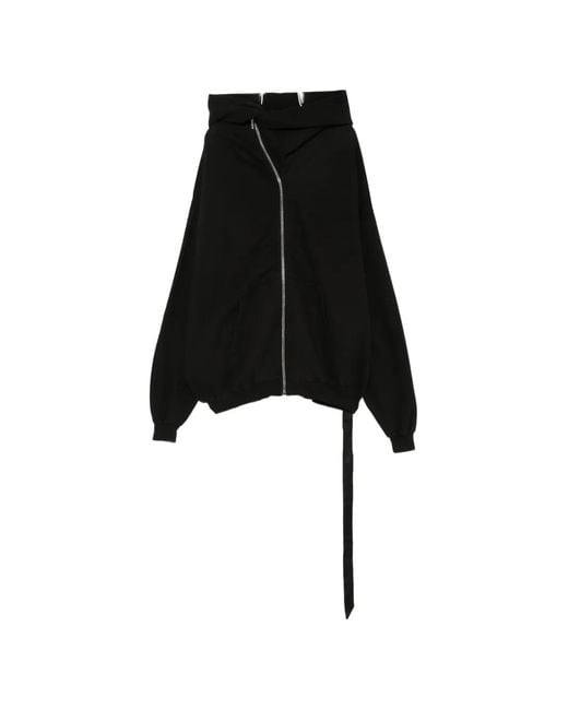 Rick Owens Black Mountain Hun Asymmetric Zip-Up Hoodie