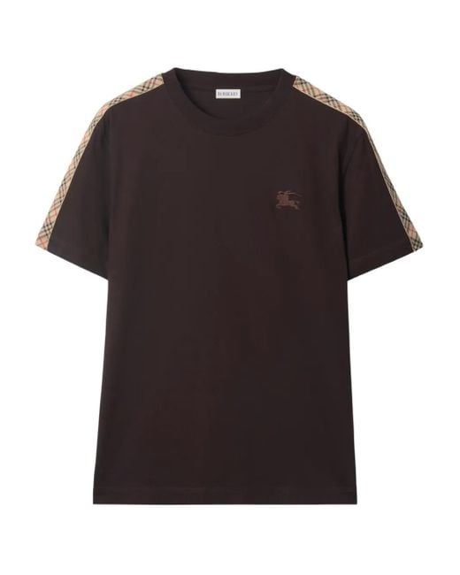 Burberry Black Check-Trimmed Cotton T-Shirt for men