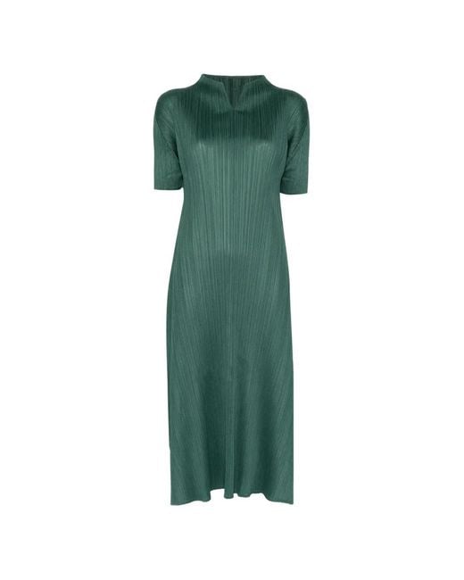 Pleats Please Issey Miyake Green Monthly Colors Midi Dress