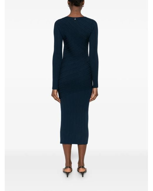 Patrizia Pepe Blue Sculptural Knit Midi Dress