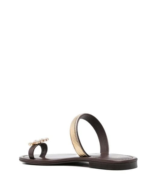 Exe' White Crystal-Embellished Toe-Ring Sandals