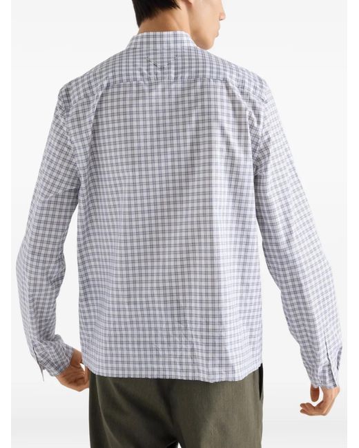 Prada White Check-Pattern Pocket Shirt for men