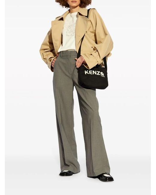 KENZO Natural Double-Breasted Flared-Sleeve Jacket