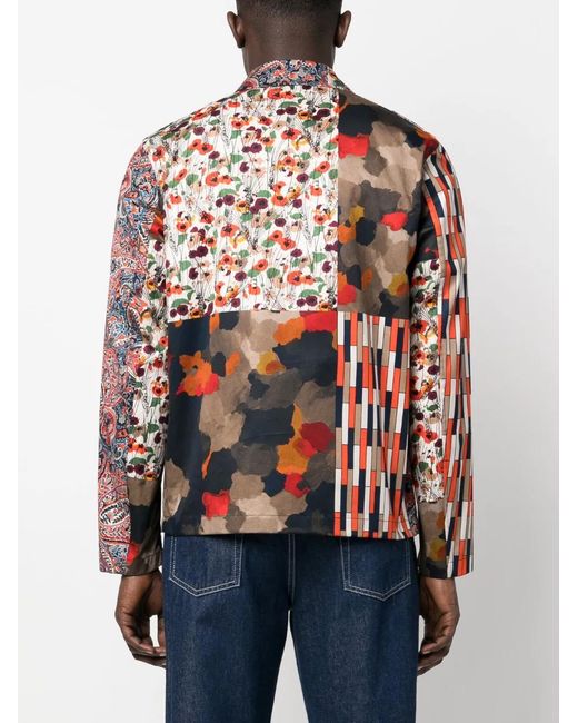 Herno Red Multi-Print Pattern Shirt Jacket for men
