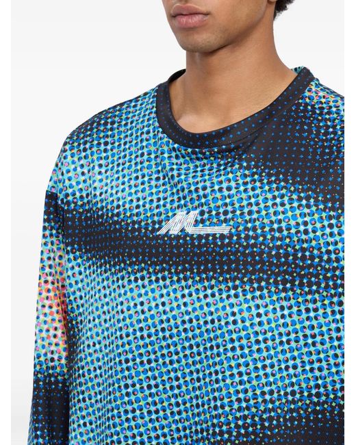 MSGM Blue Chemise À Pois Manches Longues for men