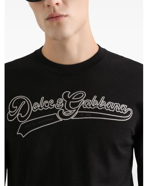 Dolce & Gabbana Black Logo Crew Neck Knitwear for men