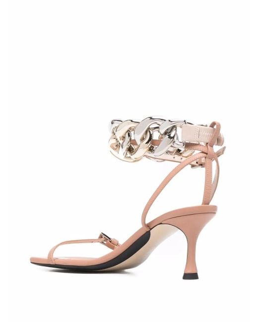 N°21 Pink Chain-Link Leather Sandals